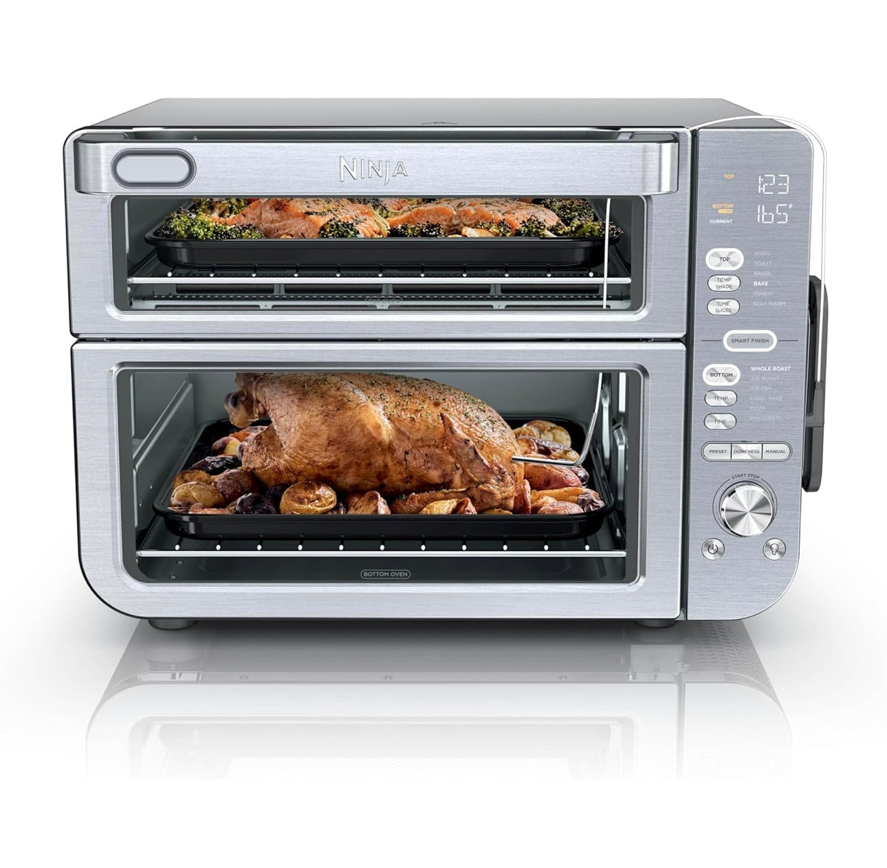 Ninja Countertop Oven Double Stack XL & Air Fryer with Pro Cook System, 12-in-1, Flexdoor, FlavorSeal, SMART FINISH with DualZone Technology, Air Fryer, Bake, Broil, Reheat, Stainless Steel, DCT651