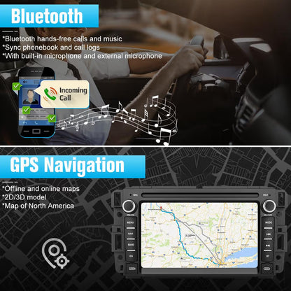 Car Stereo Android GPS Navigation Head Unit w/ CarPlay Android Auto Multimedia -Backup Camera for Chevrolet Silverado GMC Sierra Yukon 2007-2013