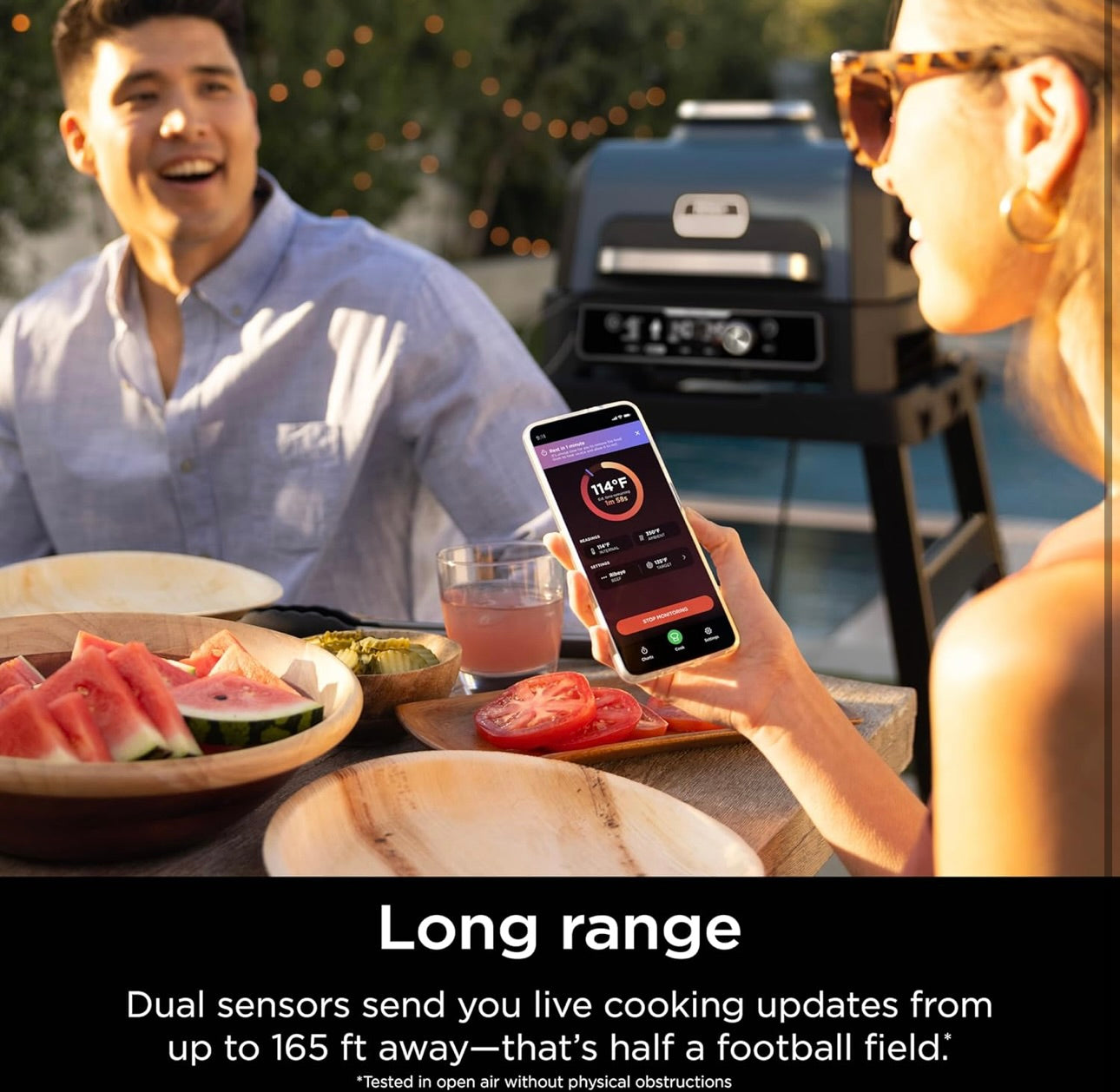 Ninja Vleistermometer ProChef Koordlose Sonde vir Binne- en Buite-lugbraaier, Braai, Kook, Rooker, Oond, Rooster, Langafstand Bluetooth-toepassingverbinding, Opvlam-bestand, Waterdig, Slegs VSA, WP100