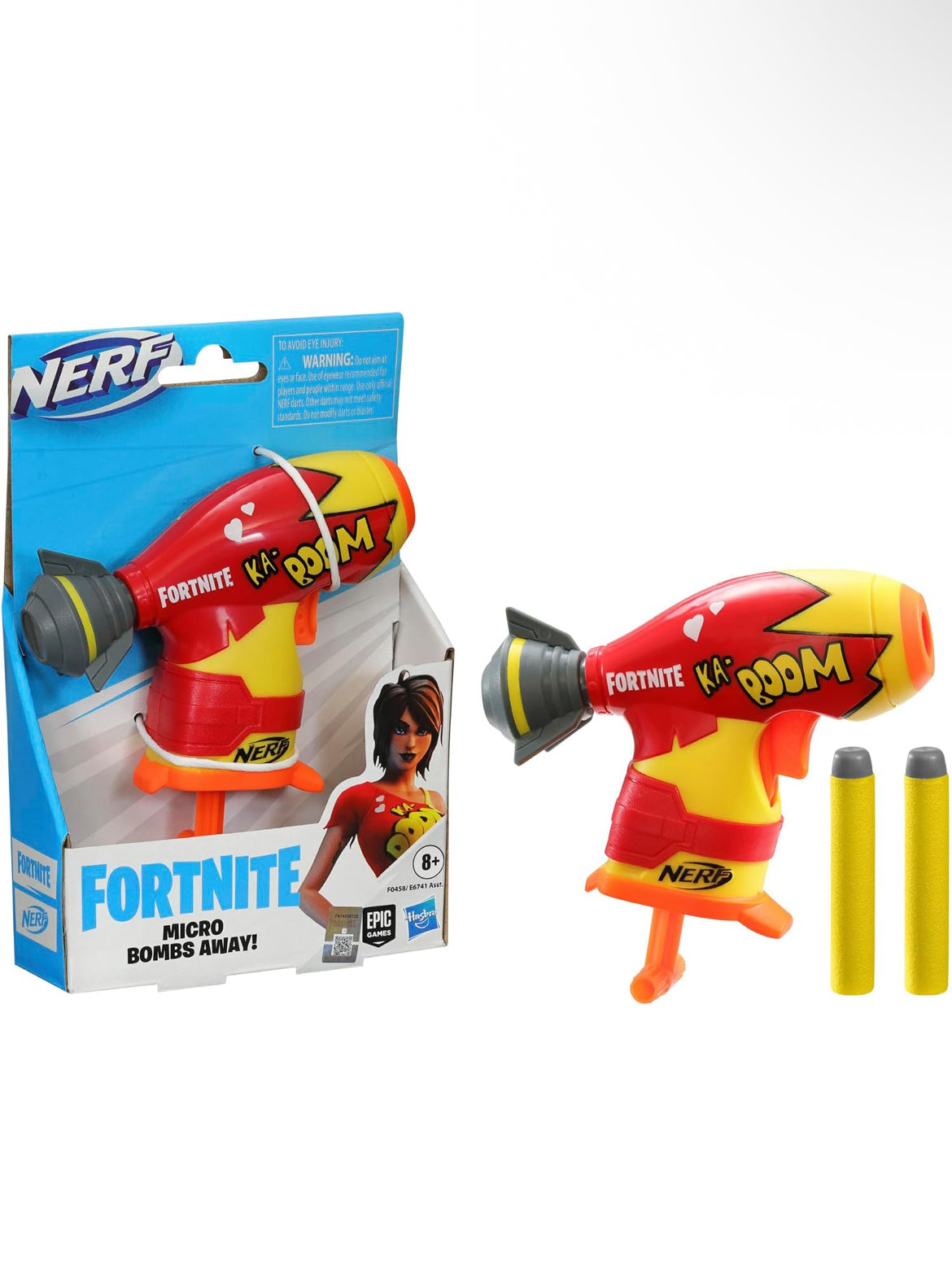 Nerf Fortnite Micro Bombs Away! Mini Dart-Firing Blaster - Fortnite Bombs Away! Glider - Includes 2 Nerf Elite Darts