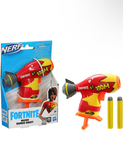 Nerf Fortnite Micro Bombs Away! Mini Dart-Firing Blaster - Fortnite Bombs Away! Glider - Includes 2 Nerf Elite Darts