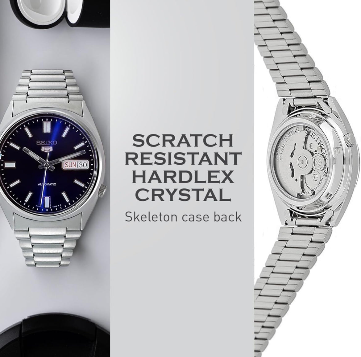 Seiko 5 Manshorlosie van vlekvrye staal
