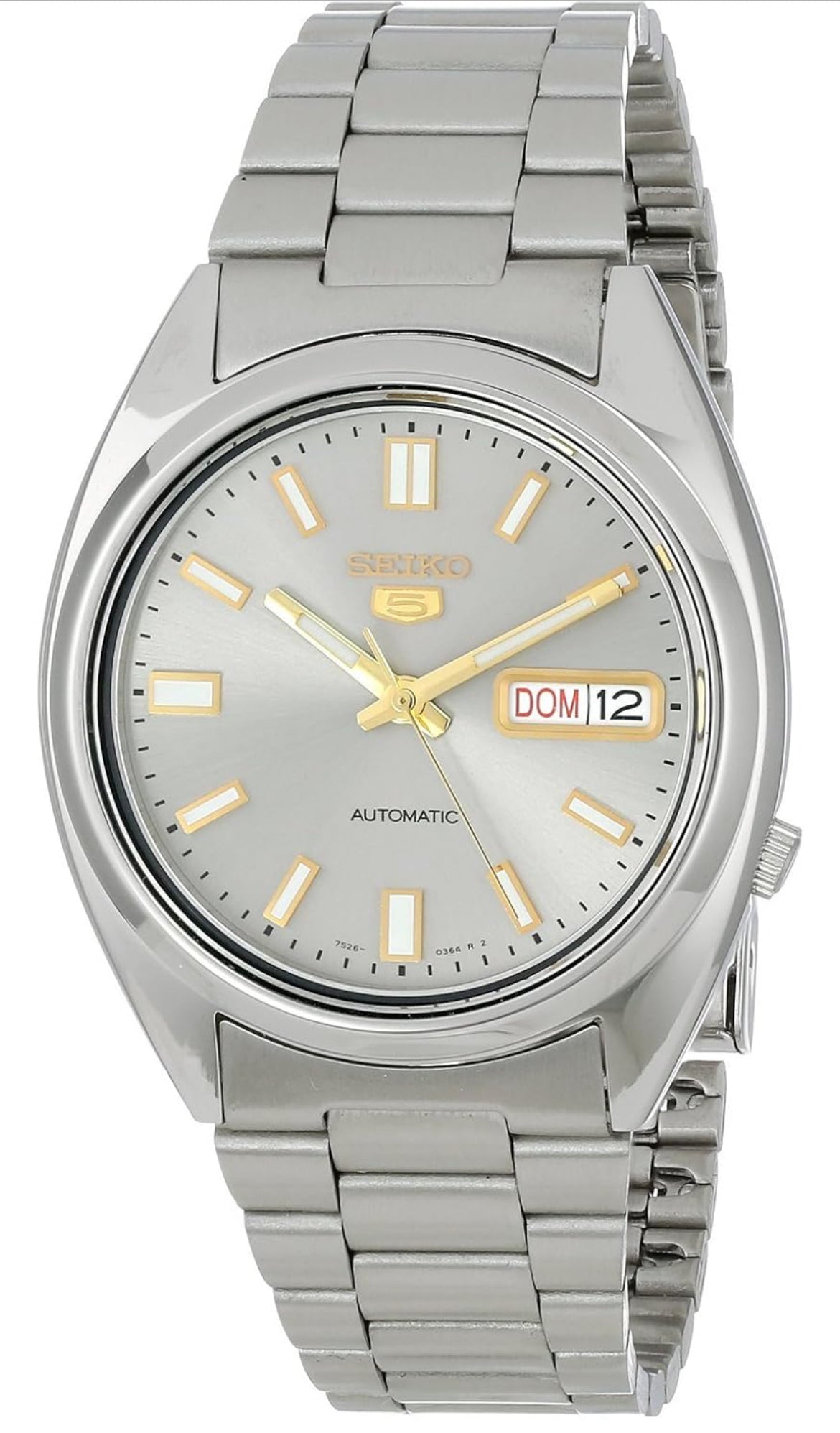 Seiko 5 Outomatiese Vlekvrye Staalhorlosie - Silwer