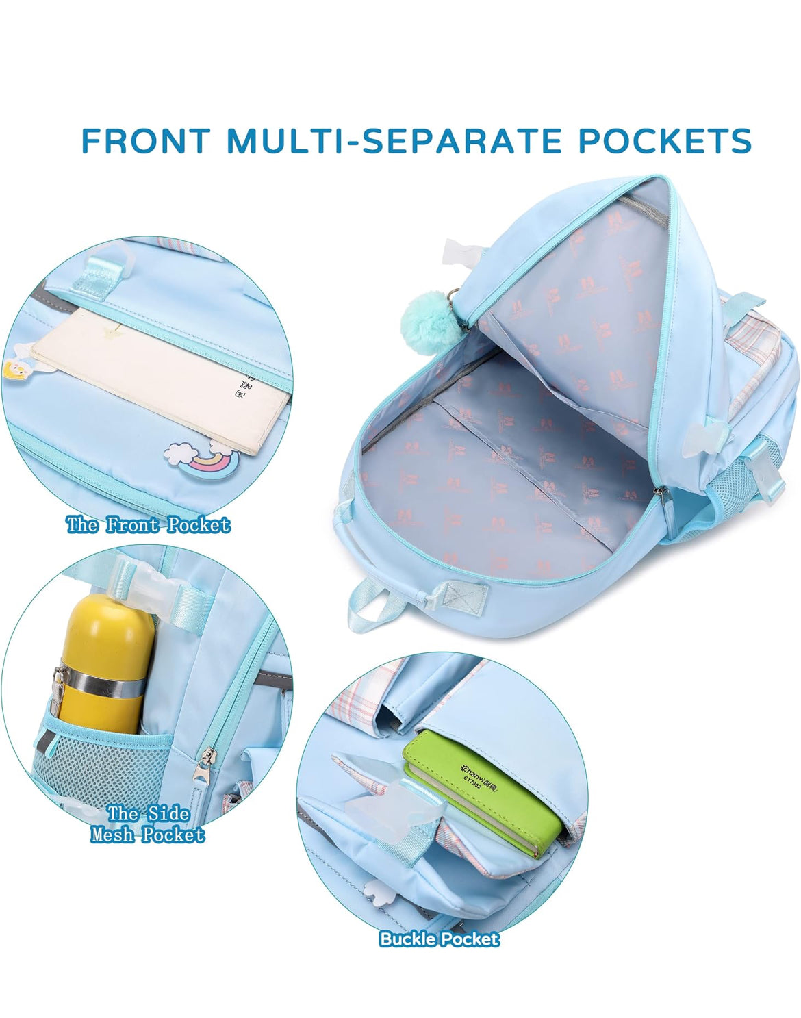Backpack for Girls, 15.6 Inch Laptop School Bag Kids Kindergarten Elementary College Backpacks Large Bookbags for Teen Girl Women Students Casual Travel Daypacks (Blue)