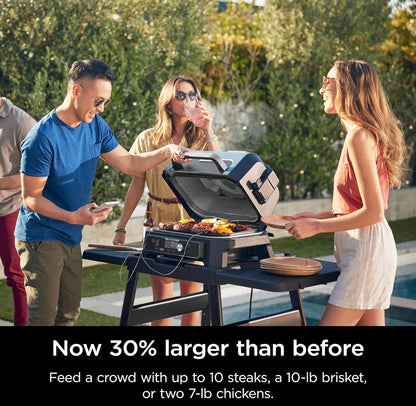 Ninja Woodfire Pro Connect Premium XL Buitenbraaier en Roker, Bluetooth, Toepassing-geaktiveer, 7-in-1 Meesterbraaier, BBQ-Roker, Buitelug-lugbraaier, Houtvuur-tegnologie, 2 Ingeboude Termometers - Swart