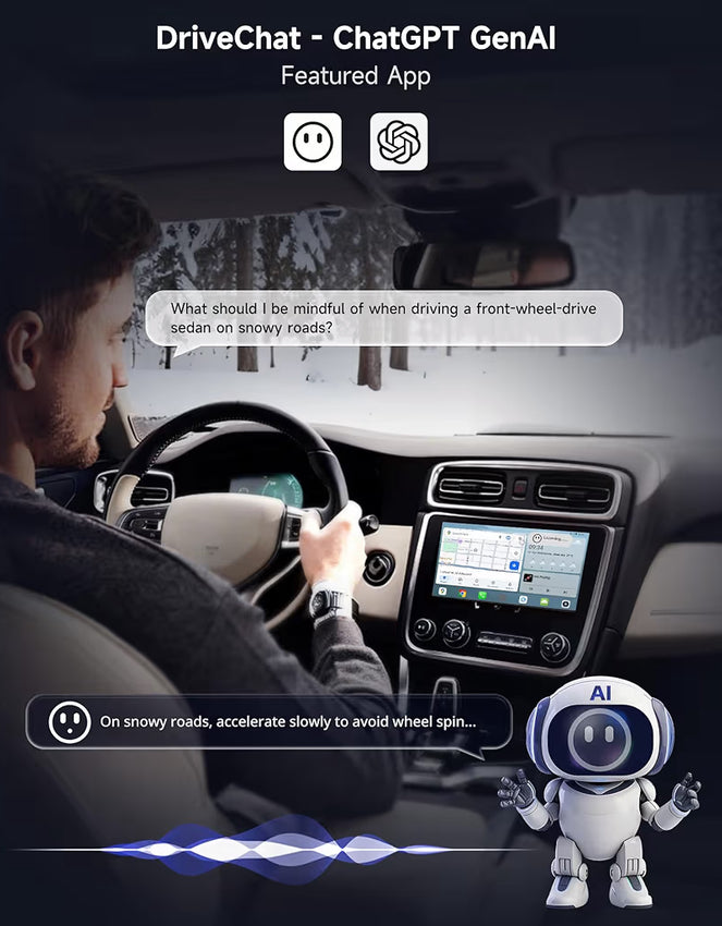 CB6C KI-boks draadlose CarPlay/AndroidAuto-adapter m/ YouTube, motorvideoboks GPS-navigasie uitbreidbaar tot 256GB
