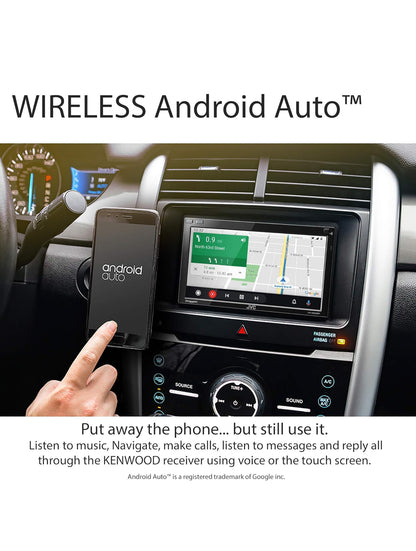 JVC Ingeboude Wi-Fi vir Draadlose CarPlay Android Auto, 6.8" LCD Raakskerm, AM/FM, Bluetooth, MP3-Speler, USB-Poort, Dubbel DIN, 13-Band EQ, SiriusXM Motorradio
