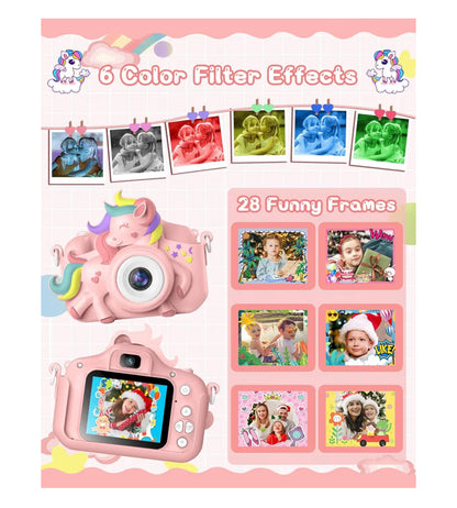Kinders Selfie-kamera 20 MP HD 1080P IPS-skerm Dubbele Digitale Speelding m/ 32Gb Kaart - (Pienk)