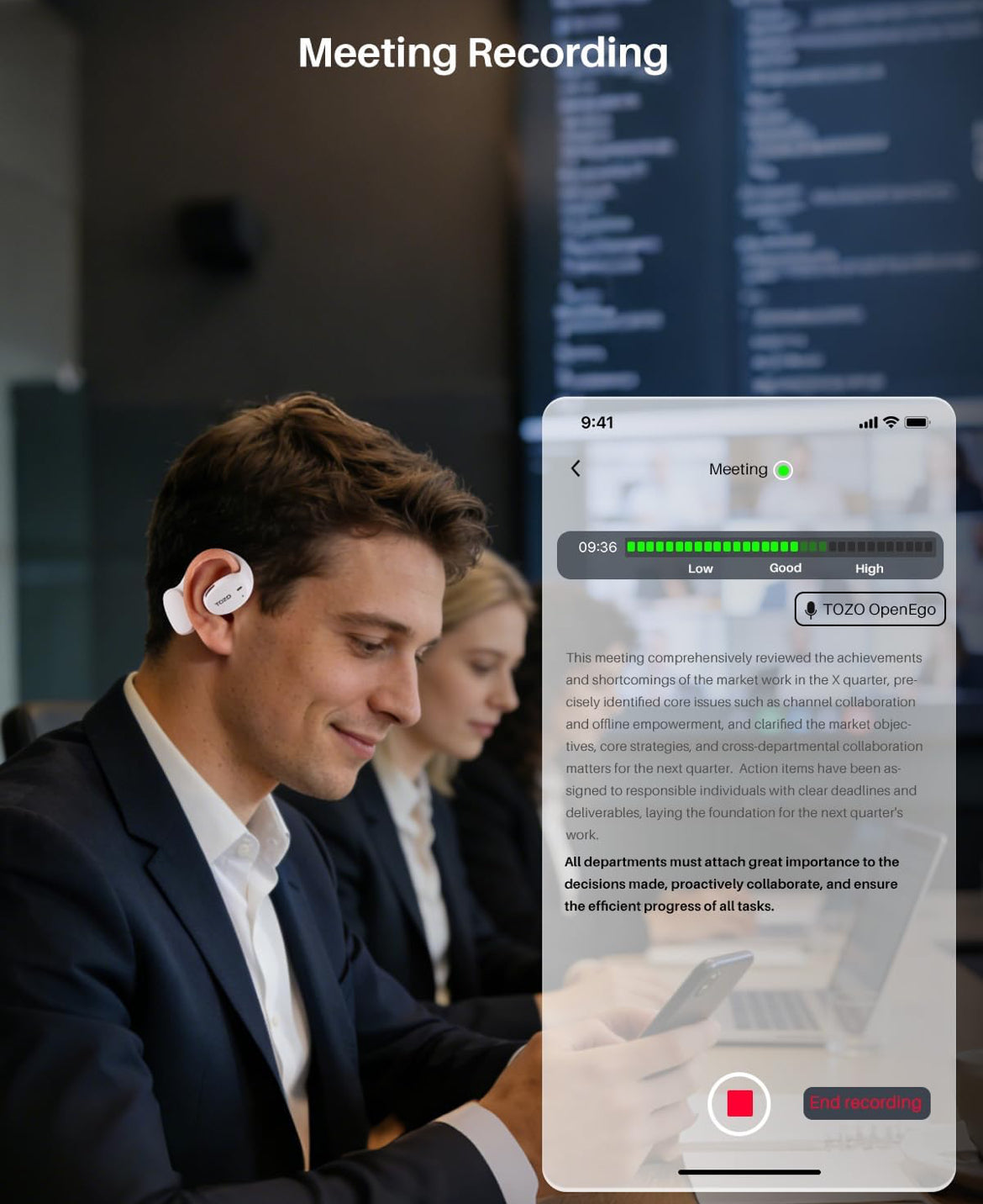 Open Ear Earbuds Bluetooth, AI Translation w/ Real-Time 100+ Languages Translation - White
