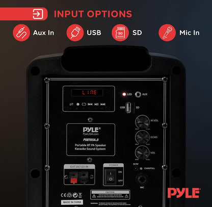 Bluetooth Karaoke PA-luidspreker - Draagbare Binne- / Buiteklankstelsel met Koordlose Mikrofoon, Oudio-opname, Herlaaibare Battery, USB- / SD-leser, Staanderbevestiging