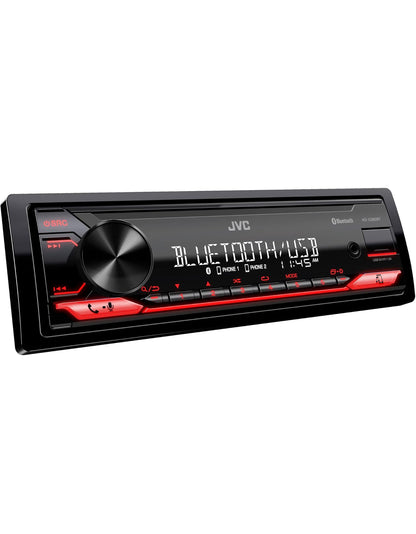 JVC KD-X280BT Bluetooth Motorradio met USB-poort – AM/FM-radio, MP3-speler, Hoëkontras LCD, 50 Watt, Afneembare Voorpaneel – Enkel DIN – 13-band EQ