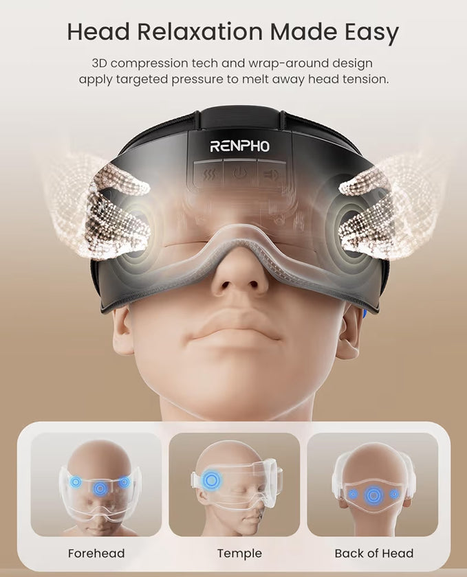 Eyeris Masc Head & Eye Massager - Headache Massager for Forehead Heated Face Mask with Heat, Massager Scalp Stress Relax