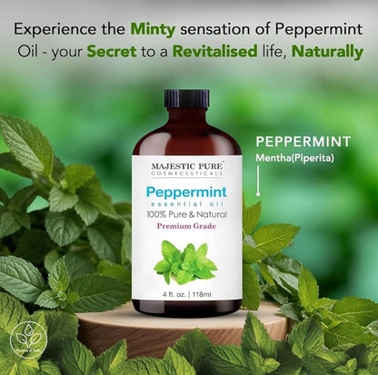 Suiwer Essensiële Olie met Glasdrupper - 100% Suiwer en Natuurlik - Essensiële Olies vir Lugbevogtiger, Aromaterapie, Seep- en Kersmaak, Pepermunt Essensiële Olie, Pepermuntolie, 118ml