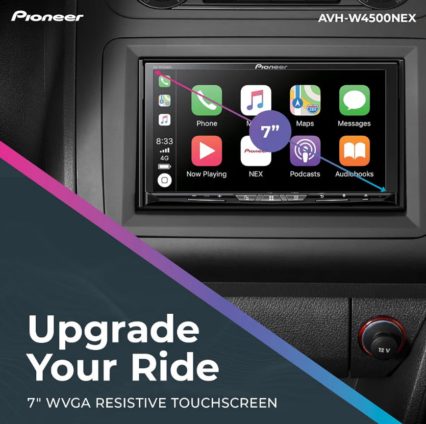 Pioneer AVH Series 7" Resistive Touchscreen Double Din Car Stereo Multimedia Receiver, Wireless Apple CarPlay, Android Auto, Bluetooth, CD/DVD, USB, Backup Camera, HD Radio, FLAC, Hi-Volt RCA