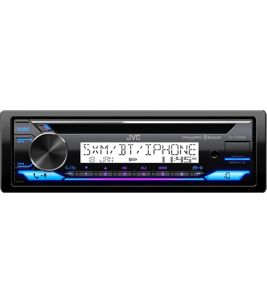JVC KD-T92MBS Mariene-graad Motorstereo met Bluetooth, Voor-USB, AUX, Amazon Alexa, SirusXM Radio Gereed, Hoëkrag-versterker, Hoëkontras-skerm