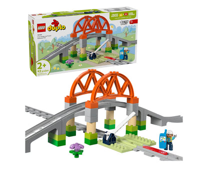 LEGO DUPLO Dorp Treinbrug en Spooruitbreidingstel - 10 Ekstra Stukke Treinspore - Voorskoolse en Peuter Treinstel