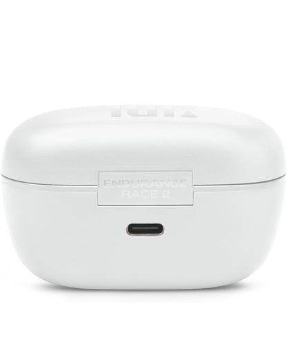 JBL Endurance Race 2 - Waterdigte (IP68) Sport Ware Draadlose Oorfone met Aktiewe Geraaskansellasie (Wit)