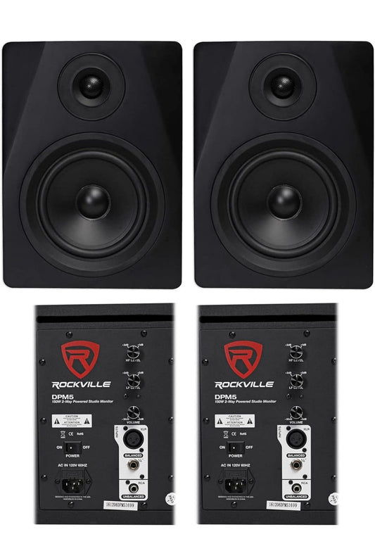 Rockville (2) DPM5B Dubbel Aangedrewe 5.25" 300 Watt Aktiewe Studio Monitor Luidsprekers