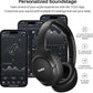 Hybrid Active Noise Cancelling Wireless Over Ear Bluetooth Headset, 60H Playtime, Hi-Res Audio Custom EQ via App Deep Bass - Black