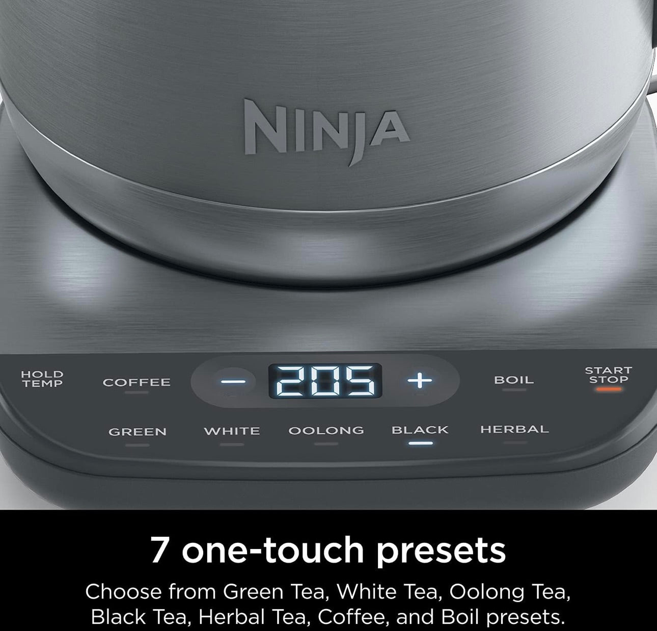 Ninja KT200 Precision Temperature Electric Kettle, 1500 watts 7-Cup Capacity, Hold Temp Setting - Silver