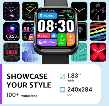 S3 Smart Watch for Men & Women, 1.83" HD Touchscreen, Bluetooth,IP68 Waterproof, Compatible with iOS & Android