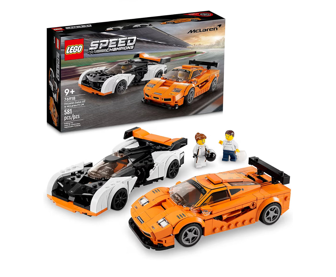 LEGO Speed Champions McLaren Solus GT & McLaren F1 LM 2 Ikoniese Resies-Hiperkar Modelboustel - Versamelbare Stel