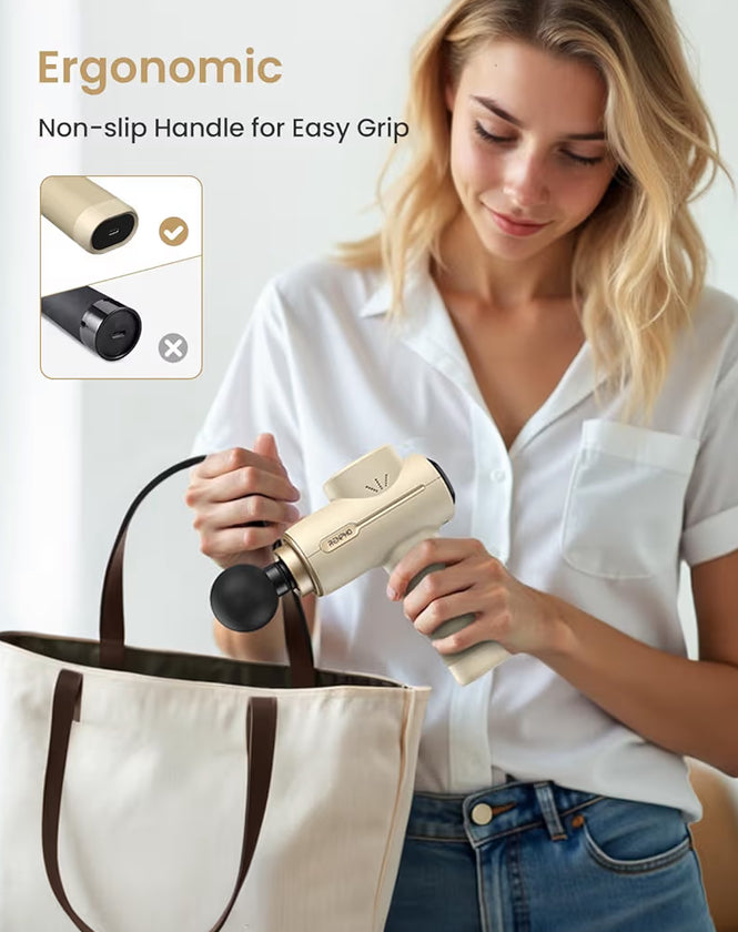 Massage Gun Deep Tissue  Portable Percussion Massager for Back and Neck, Handheld Device with Carry Case - (Active Tan)