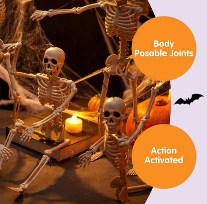 JOYIN 5 STK Verstelbare Halloween Skelet Dekor 40 cm, Volle Liggaam Verstelbare Gewrigte Hangende Skelette vir Halloween Versierings, Begraafplaas Rekwisiete, Spookhuis Bykomstighede, Grillerige Toneel Partytjie Geskenke