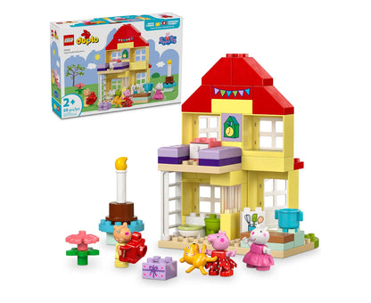 LEGO DUPLO Peppa Pig Verjaardag Huis Speelstel met 3 Dierefigure, Boubare Poppehuis vir Kreatiewe Speel