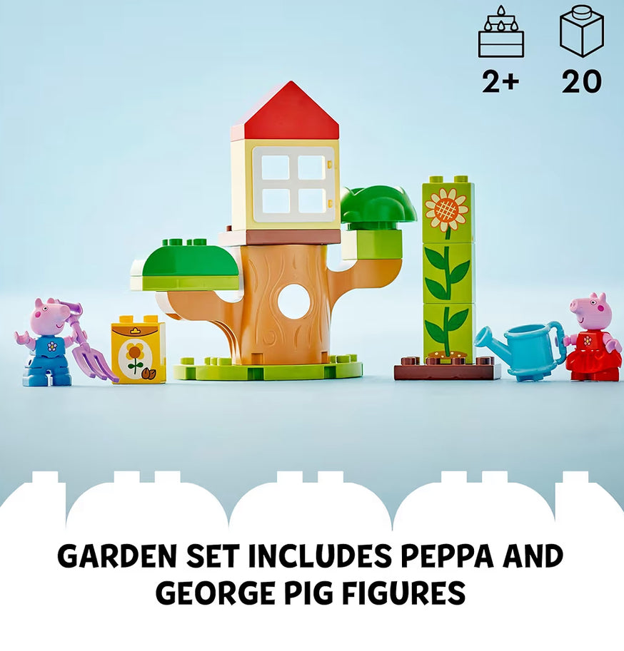 LEGO DUPLO Peppa Pig Tuin- en Boomhuis-kleuterspeelding, Boublok-leerstel met 2 figure ingesluit