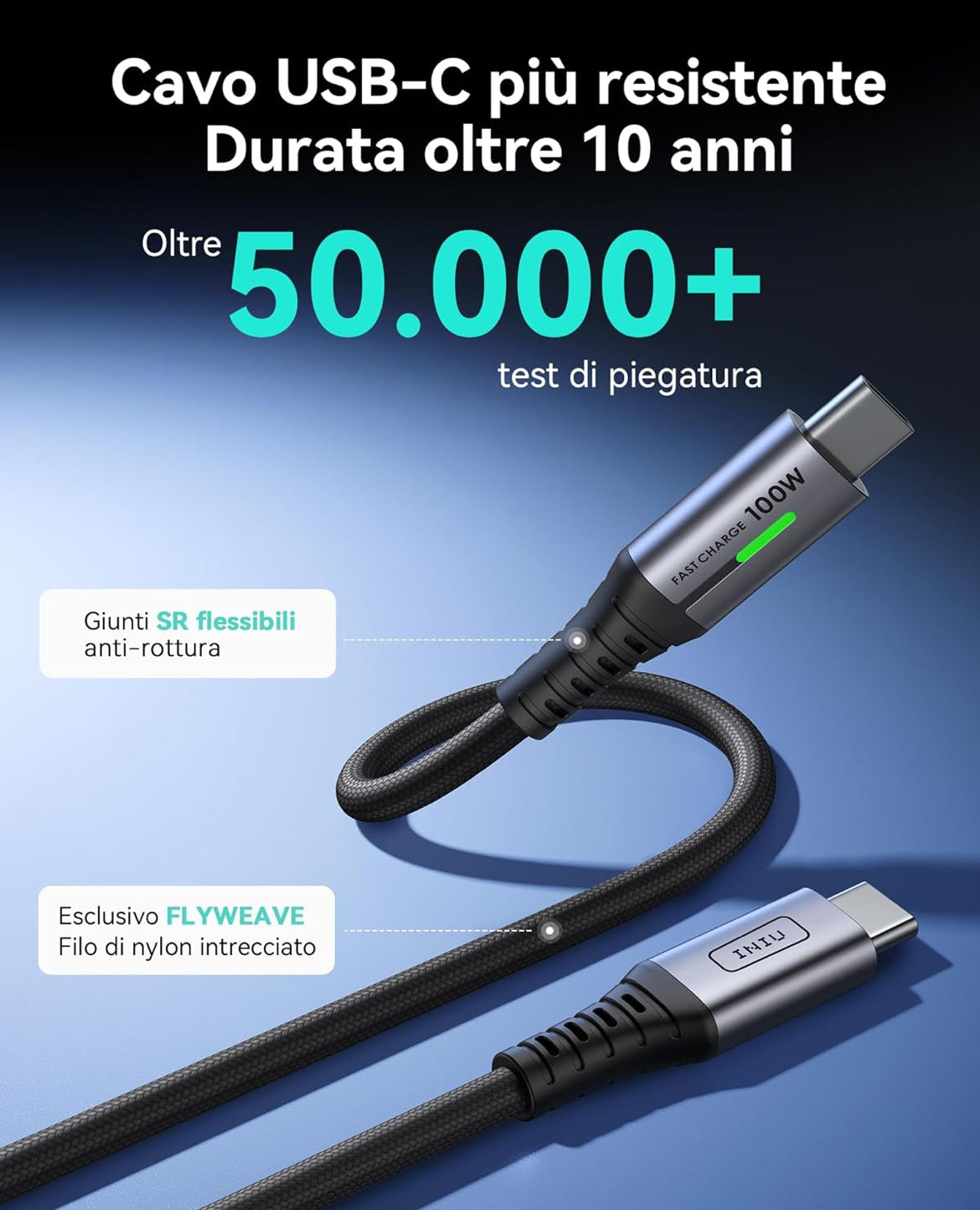 INIU USBC Cable 3.3ft, Black iPhone Cord USB C for iPhone 16 15 Plus, Samsung Galaxy S23 S22 Note 20 Google Pixel 8 7 Laptops and More.