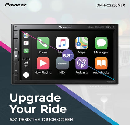 Pioneer 6.8" Capacitive Touchscreen Modular Chassis Car StereoDigital Multimedia Receiver, Wired CarPlay & Android Auto, Amazon Alexa, Bluetooth, Backup Cam, Short Chassis, Hi-Volt RCA
