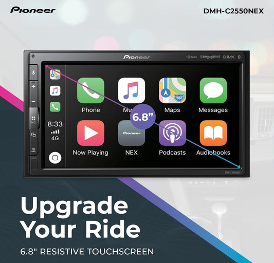 Pioneer 6.8" Capacitive Touchscreen Modular Chassis Car StereoDigital Multimedia Receiver, Wired CarPlay & Android Auto, Amazon Alexa, Bluetooth, Backup Cam, Short Chassis, Hi-Volt RCA