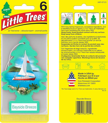 LITTLE TREES Kar Lugverfrisser Hangboompie Langdurige Geur – Bayside Breeze 6-Pakke
