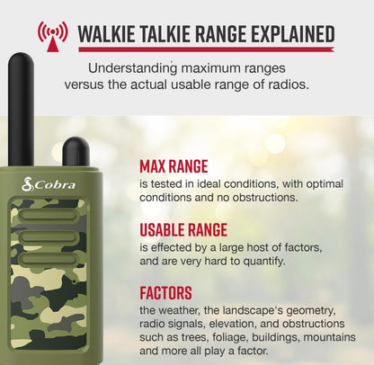 Cobra HE150 Kindervriendelike Walkie Talkies – 25 km Reikafstand, 2 Kanale Tweeradio Stel – Groen, (2-pak)