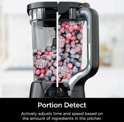Ninja Detect Power Blender Pro + Persoonlike Enkelporsie, BlendSense Tegnologie Kompakte Kombuistoonbank, 1800 P-Watts, 2.1 L Kanne, (2) 710 ml Koppies - Swart TB301
