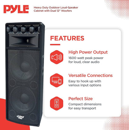 Draagbare PA-luidsprekerstelsel - 1600 Watt Buite-stereo met Dubbele 12" Woofers, 3.4" Piezo-tweeters, 5"x12" Superhoring-middeltoon, Oorkruisnetwerk
