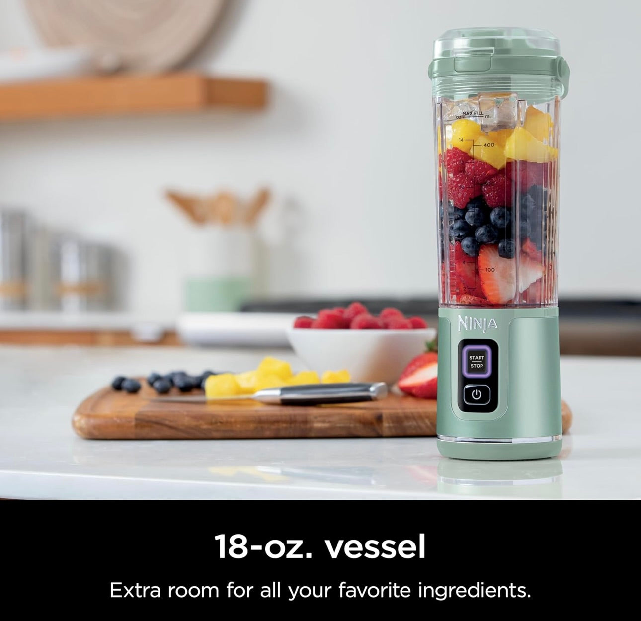 Ninja Blast Portable Blender, Cordless, 18oz. Vessel, Personal Blender BPA Free, Leakproof-Lid and Sip Spout, USB-C Rechargeable, Dishwasher Safe Parts -Tinted Mint BC151MT