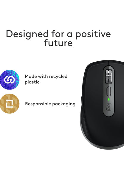 Logitech MX Anywhere 3S vir Mac, Kompakte Draadlose Bluetooth-muis, 8K DPI-spoorsnyer vir enige oppervlak, Stil Klikke, USB C, Draadlose muis vir MacBook Pro, MacBook Air, iMac, iPad - Ruimtegrys