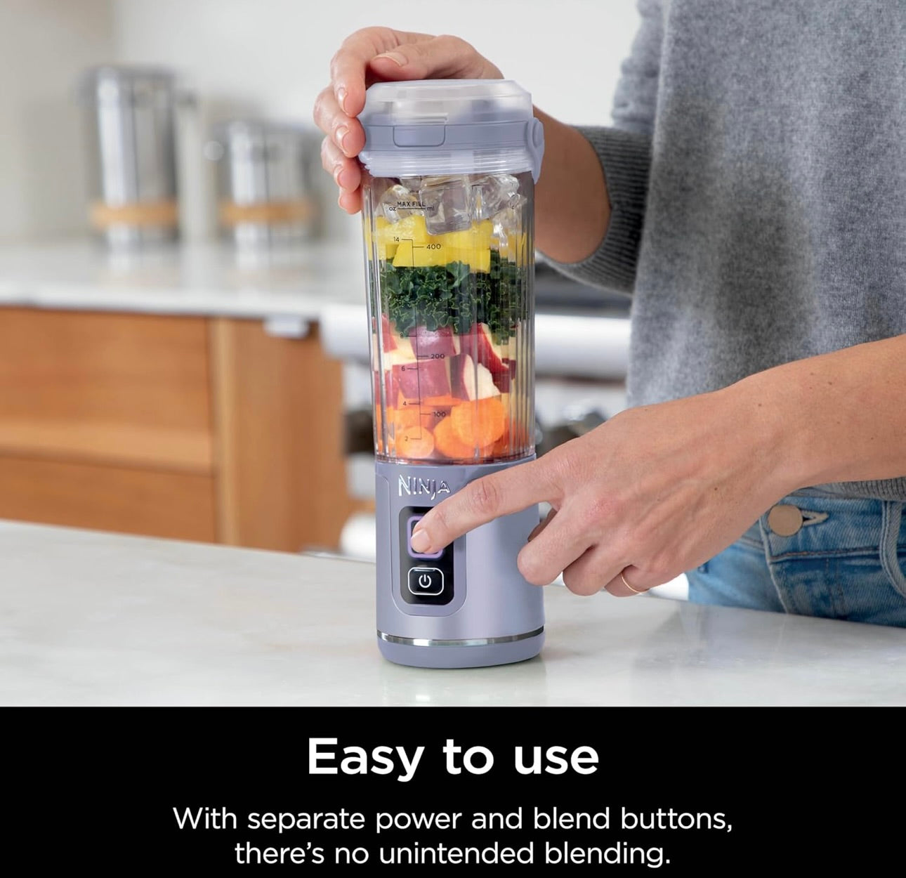 Ninja Blast Portable Blender, Cordless, 18oz. Vessel, Personal Blender BPA Free, Leakproof-Lid and Sip Spout, USB-C Rechargeable, Dishwasher Safe - Tinted Lavender (BC151LD)