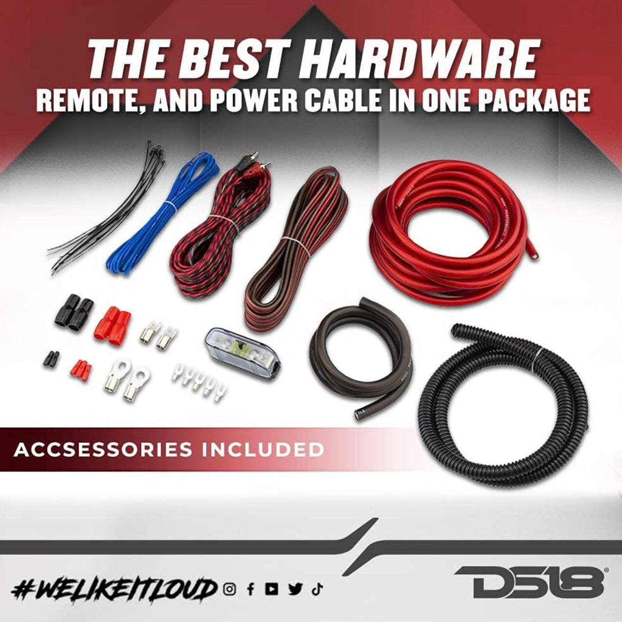 DS18 AK4 Complete 4 Gauge CCA Amplifier Installation Wiring Kit