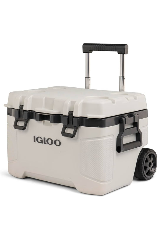 Igloo Trailmate 52Qt Wheeled Cooler, Insulated Hard Shell Ice Chest - Bone