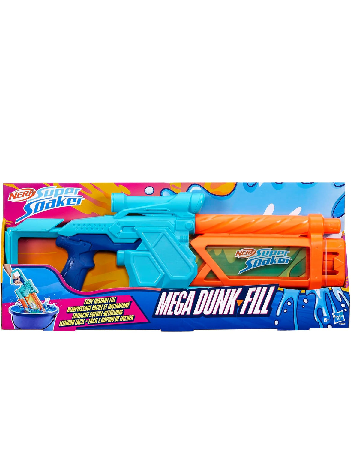 Nerf Super Soaker Mega Dunk-Fill Water Blaster, Easy Instant Fill Tank, Just Dunk & Go, 33.9 Fluid Ounce Tank, Water Toys, Ages 6+