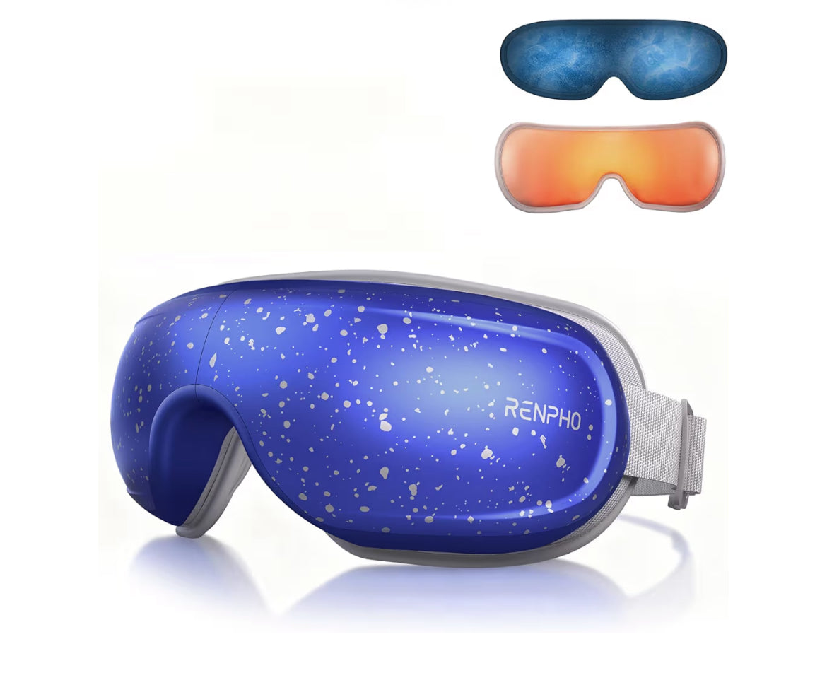 New Limited Edition Eye Massager with Heat and Cooling, Eyeris 3 Voice Control, Eye Care Sleep Mask - Blue