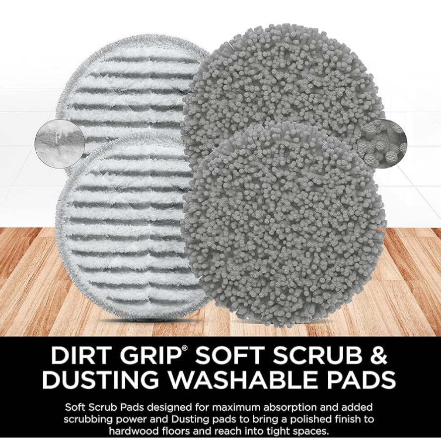 Shark Steam & Scrub Dirt Grip Soft Scrub & Dusting Washable Pads, Fully Reusable - Grey