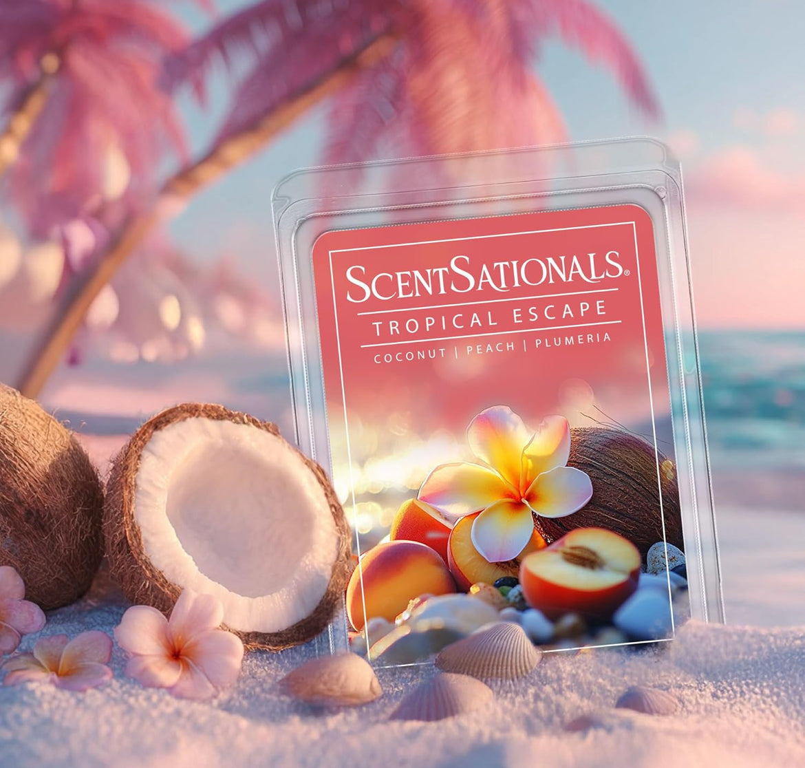 ScentSationals Tropical Escape Scented Wax Melts - Peach, Bergamot, & Pineapple - 10oz (PACK OF 4)