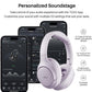 Hybrid Active Noise Cancelling Headphones, Wireless Over Ear Bluetooth, 40H Playtime, Hi-Res Audio Custom EQ, Comfort Fit Ear Cups (Purple)