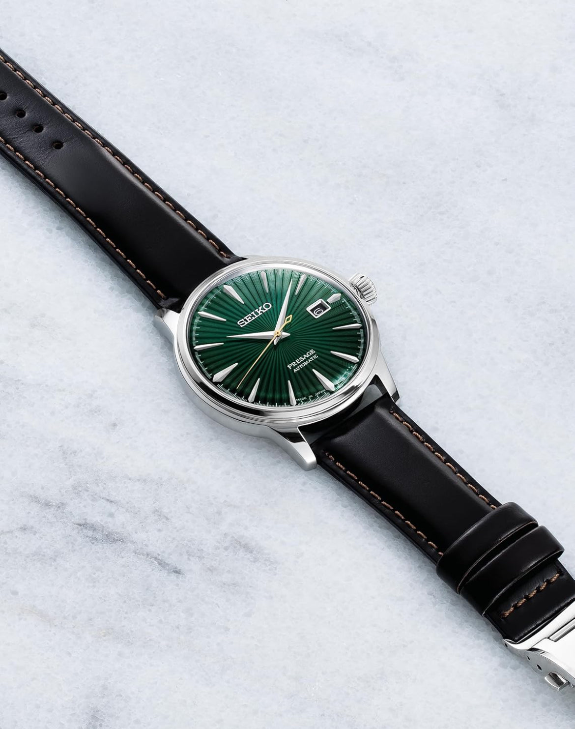 SEIKO Outomatiese Horlosie vir Mans - Presage Cocktail Time - Patroon met Goue Syfers en Datumkalender, 50m Waterbestand