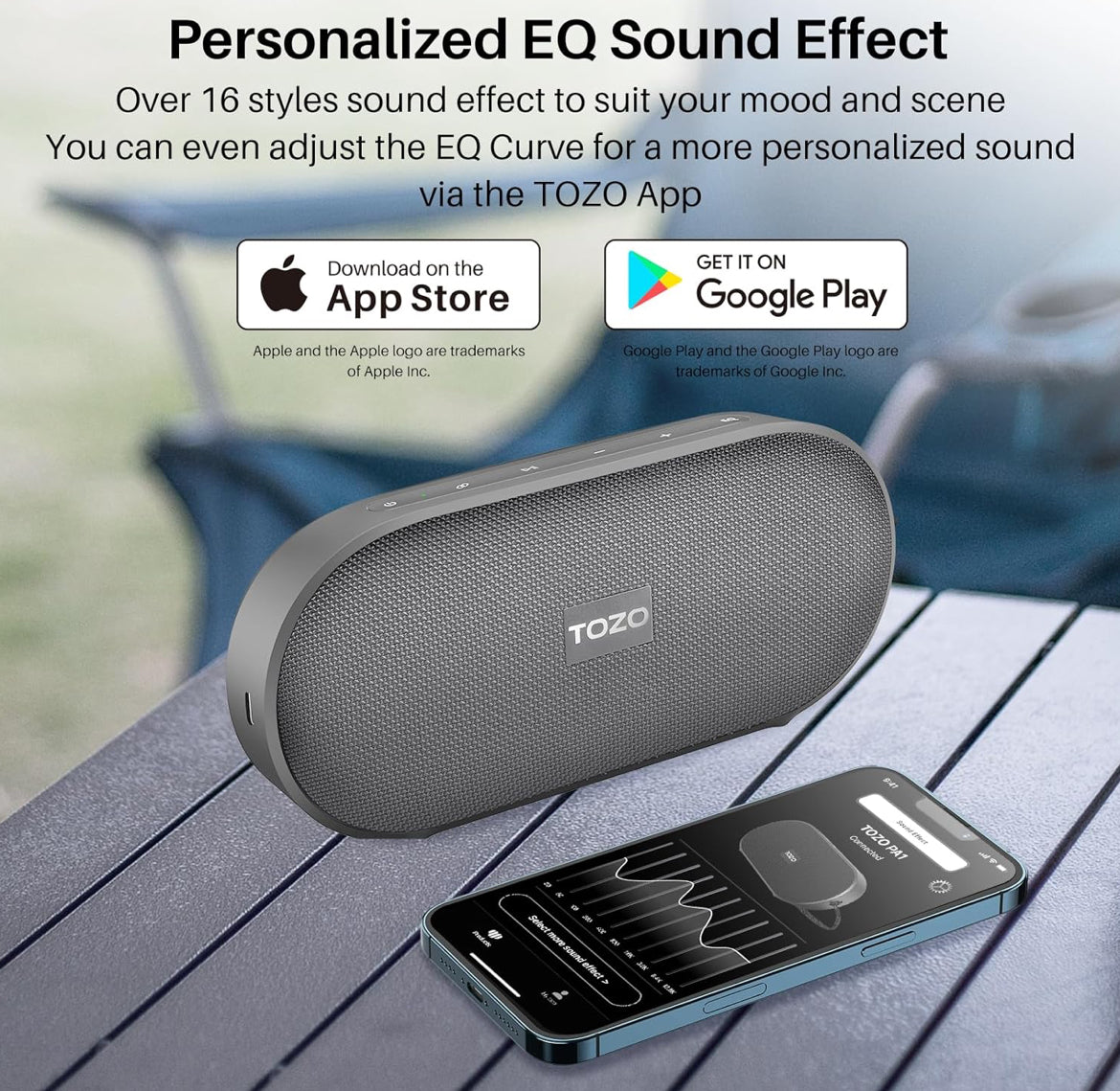 PA1 Bluetooth Portable Speaker Built-in Microphone Stereo Sound, 25H Playtime, IPX7 Waterproof - Black