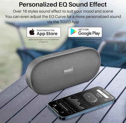PA1 Bluetooth Portable Speaker Built-in Microphone Stereo Sound, 25H Playtime, IPX7 Waterproof - Black